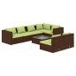 Set Divani da Giardino 8 pz con Cuscini in Polyrattan Marrone Set Divani da Giardino 8 pz con Cuscini in Polyrattan Marrone