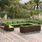Set Divani da Giardino 13 pz con Cuscini in Polyrattan Marrone Set Divani da Giardino 13 pz con Cuscini in Polyrattan Marrone