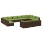 Set Divani da Giardino 13 pz con Cuscini in Polyrattan Marrone Set Divani da Giardino 13 pz con Cuscini in Polyrattan Marrone