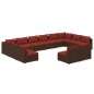 Set Divani da Giardino 12 pz con Cuscini in Polyrattan Marrone Set Divani da Giardino 12 pz con Cuscini in Polyrattan Marrone
