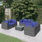 Set Divani da Giardino 7 pz con Cuscini in Polyrattan Grigio Set Divani da Giardino 7 pz con Cuscini in Polyrattan Grigio