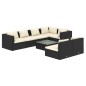 Set Divani da Giardino 8 pz con Cuscini in Polyrattan Nero Set Divani da Giardino 8 pz con Cuscini in Polyrattan Nero