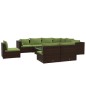 Set Divani da Giardino 10 pz con Cuscini in Polyrattan Marrone Set Divani da Giardino 10 pz con Cuscini in Polyrattan Marrone