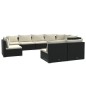 Set Divani da Giardino 9 pz con Cuscini in Polyrattan Nero Set Divani da Giardino 9 pz con Cuscini in Polyrattan Nero