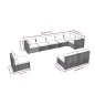 Set Divani da Giardino 9 pz con Cuscini in Polyrattan Nero Set Divani da Giardino 9 pz con Cuscini in Polyrattan Nero