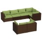 Set Divani da Giardino 7 pz con Cuscini in Polyrattan Marrone Set Divani da Giardino 7 pz con Cuscini in Polyrattan Marrone