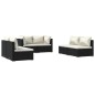 vidaXL Set Divani da Giardino 6 pz con Cuscini in Polyrattan Nero vidaXL Set Divani da Giardino 6 pz con Cuscini in Polyrattan Nero