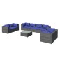 Set Divani da Giardino 9 pz con Cuscini in Polyrattan Grigio Set Divani da Giardino 9 pz con Cuscini in Polyrattan Grigio