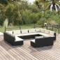 Set Divani da Giardino 11 pz con Cuscini in Polyrattan Nero Set Divani da Giardino 11 pz con Cuscini in Polyrattan Nero