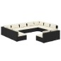 Set Divani da Giardino 11 pz con Cuscini in Polyrattan Nero Set Divani da Giardino 11 pz con Cuscini in Polyrattan Nero