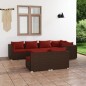 Set Divani da Giardino 7 pz con Cuscini in Polyrattan Marrone Set Divani da Giardino 7 pz con Cuscini in Polyrattan Marrone
