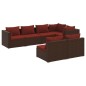 Set Divani da Giardino 7 pz con Cuscini in Polyrattan Marrone Set Divani da Giardino 7 pz con Cuscini in Polyrattan Marrone