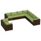 Set Divani da Giardino 9 pz con Cuscini in Polyrattan Marrone Set Divani da Giardino 9 pz con Cuscini in Polyrattan Marrone