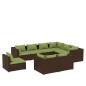 Set Divani da Giardino 9 pz con Cuscini in Polyrattan Marrone Set Divani da Giardino 9 pz con Cuscini in Polyrattan Marrone