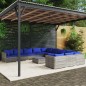 Set Divani da Giardino 12 pz con Cuscini in Polyrattan Grigio Set Divani da Giardino 12 pz con Cuscini in Polyrattan Grigio
