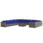 Set Divani da Giardino 12 pz con Cuscini in Polyrattan Grigio Set Divani da Giardino 12 pz con Cuscini in Polyrattan Grigio
