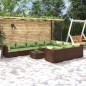 Set Divani da Giardino 11 pz con Cuscini in Polyrattan Marrone Set Divani da Giardino 11 pz con Cuscini in Polyrattan Marrone