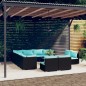 Set Divani da Giardino 12 pz con Cuscini in Polyrattan Nero Set Divani da Giardino 12 pz con Cuscini in Polyrattan Nero
