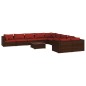 Set Divani da Giardino 11 pz con Cuscini in Polyrattan Marrone Set Divani da Giardino 11 pz con Cuscini in Polyrattan Marrone
