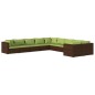 Set Divani da Giardino 10 pz con Cuscini in Polyrattan Marrone Set Divani da Giardino 10 pz con Cuscini in Polyrattan Marrone