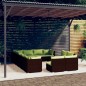 Set Divani da Giardino 12 pz con Cuscini in Polyrattan Marrone Set Divani da Giardino 12 pz con Cuscini in Polyrattan Marrone