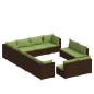 Set Divani da Giardino 12 pz con Cuscini in Polyrattan Marrone Set Divani da Giardino 12 pz con Cuscini in Polyrattan Marrone