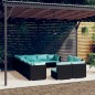 Set Divani da Giardino 12 pz con Cuscini in Polyrattan Nero Set Divani da Giardino 12 pz con Cuscini in Polyrattan Nero