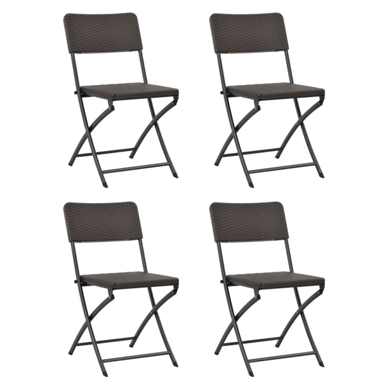 Sedie da Giardino Pieghevoli 4 pz in HDPE e Acciaio Marroni Sedie da Giardino Pieghevoli 4 pz in HDPE e Acciaio Marroni