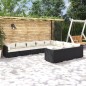 Set Divani da Giardino 10 pz con Cuscini in Polyrattan Nero Set Divani da Giardino 10 pz con Cuscini in Polyrattan Nero