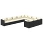 Set Divani da Giardino 10 pz con Cuscini in Polyrattan Nero Set Divani da Giardino 10 pz con Cuscini in Polyrattan Nero