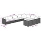 Set Divani da Giardino 10 pz con Cuscini in Polyrattan Nero Set Divani da Giardino 10 pz con Cuscini in Polyrattan Nero