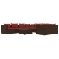 Set Divani da Giardino 9 pz con Cuscini in Polyrattan Marrone Set Divani da Giardino 9 pz con Cuscini in Polyrattan Marrone