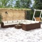 Set Divani da Giardino 11 pz con Cuscini in Polyrattan Marrone Set Divani da Giardino 11 pz con Cuscini in Polyrattan Marrone