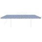 Tenda da Sole Retrattile Manuale con LED 6x3,5 m Blu e Bianca Tenda da Sole Retrattile Manuale con LED 6x3,5 m Blu e Bianca