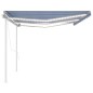 Tenda da Sole Retrattile Manuale con LED 6x3,5 m Blu e Bianca Tenda da Sole Retrattile Manuale con LED 6x3,5 m Blu e Bianca