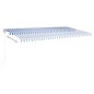 Tenda da Sole Retrattile Manuale con LED 6x3,5 m Blu e Bianca Tenda da Sole Retrattile Manuale con LED 6x3,5 m Blu e Bianca