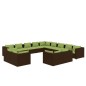 Set Divani da Giardino 13 pz con Cuscini in Polyrattan Marrone Set Divani da Giardino 13 pz con Cuscini in Polyrattan Marrone