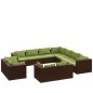 Set Divani da Giardino 11 pz con Cuscini in Polyrattan Marrone Set Divani da Giardino 11 pz con Cuscini in Polyrattan Marrone