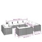 Set Divani da Giardino 11 pz con Cuscini in Polyrattan Marrone Set Divani da Giardino 11 pz con Cuscini in Polyrattan Marrone