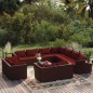 Set Divani da Giardino 12 pz con Cuscini in Polyrattan Marrone Set Divani da Giardino 12 pz con Cuscini in Polyrattan Marrone