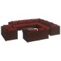 Set Divani da Giardino 12 pz con Cuscini in Polyrattan Marrone Set Divani da Giardino 12 pz con Cuscini in Polyrattan Marrone