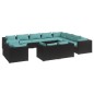 Set Divani da Giardino 12 pz con Cuscini in Polyrattan Nero Set Divani da Giardino 12 pz con Cuscini in Polyrattan Nero