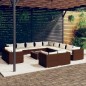 Set Divani da Giardino 14 pz con Cuscini in Polyrattan Marrone Set Divani da Giardino 14 pz con Cuscini in Polyrattan Marrone