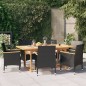 Set da Pranzo per Giardino 7 pz con Cuscini Nero Set da Pranzo per Giardino 7 pz con Cuscini Nero