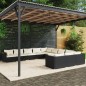 Set Divani da Giardino 11 pz con Cuscini in Polyrattan Nero Set Divani da Giardino 11 pz con Cuscini in Polyrattan Nero