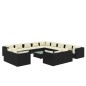 Set Divani da Giardino 14 pz con Cuscini in Polyrattan Nero Set Divani da Giardino 14 pz con Cuscini in Polyrattan Nero