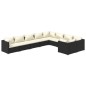 Set Divani da Giardino 9 pz con Cuscini in Polyrattan Nero Set Divani da Giardino 9 pz con Cuscini in Polyrattan Nero