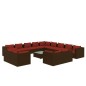 Set Divani da Giardino 14 pz con Cuscini in Polyrattan Marrone