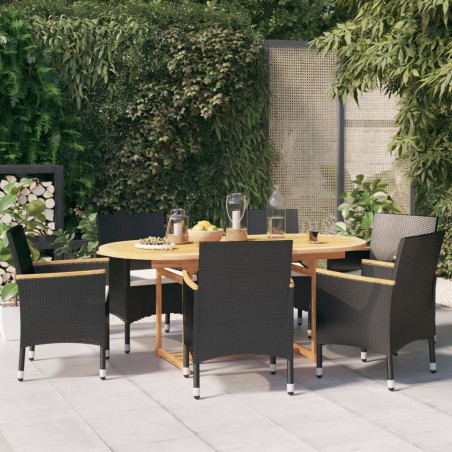 Set da Pranzo per Giardino 7 pz con Cuscini Nero