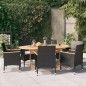 Set da Pranzo per Giardino 7 pz con Cuscini Nero Set da Pranzo per Giardino 7 pz con Cuscini Nero